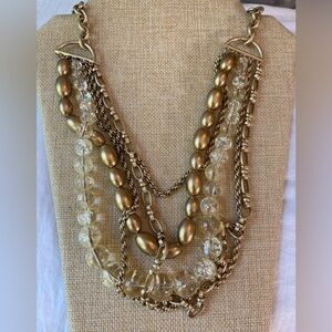 Talbots Multi‎ Strands Gold Tone Beads Chains & Glass Beads
